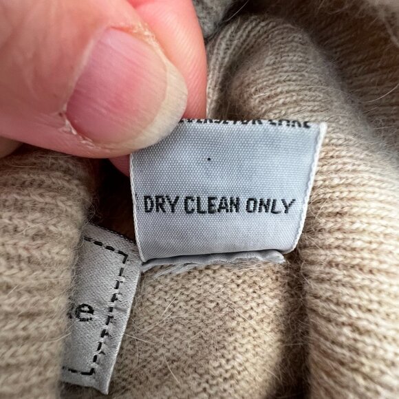 Vintage EVAN PICONE Wool Angora Blend Turtleneck Sweater Beige Size Large - Picture 6 of 7